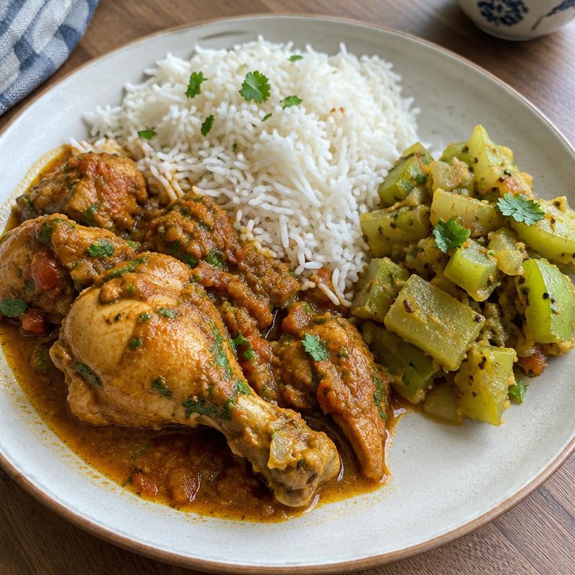 Chicken + चावल + लौकी